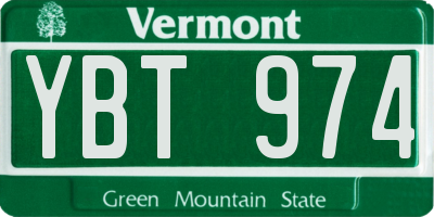 VT license plate YBT974