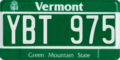 VT license plate YBT975