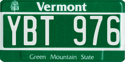 VT license plate YBT976