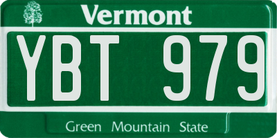 VT license plate YBT979