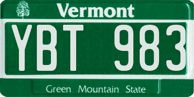 VT license plate YBT983