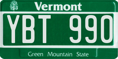 VT license plate YBT990