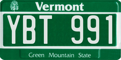 VT license plate YBT991