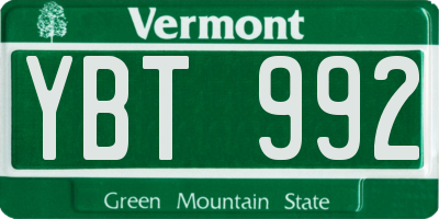 VT license plate YBT992