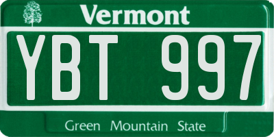 VT license plate YBT997