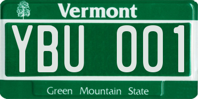 VT license plate YBU001