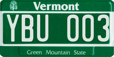 VT license plate YBU003