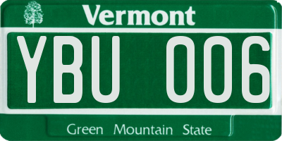 VT license plate YBU006