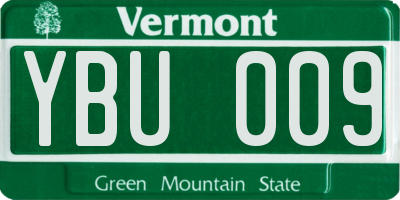 VT license plate YBU009