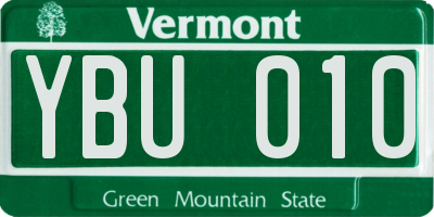 VT license plate YBU010