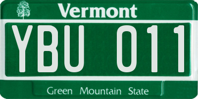 VT license plate YBU011