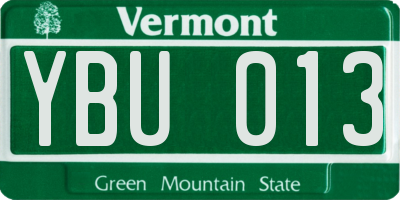 VT license plate YBU013