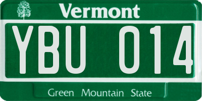 VT license plate YBU014