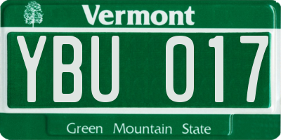 VT license plate YBU017