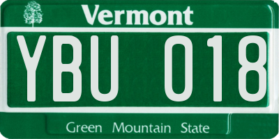 VT license plate YBU018