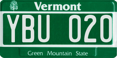 VT license plate YBU020