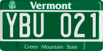 VT license plate YBU021