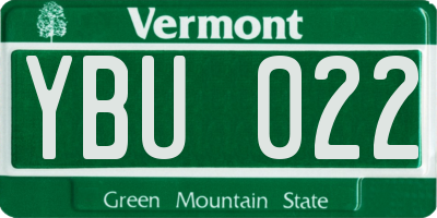 VT license plate YBU022