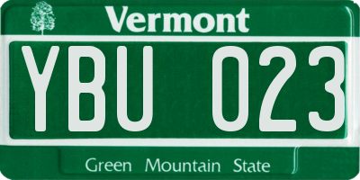 VT license plate YBU023