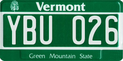 VT license plate YBU026