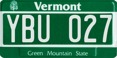 VT license plate YBU027
