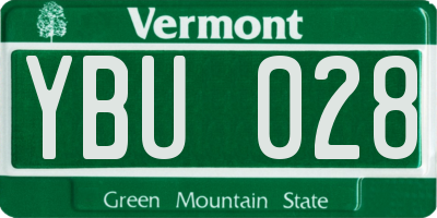 VT license plate YBU028