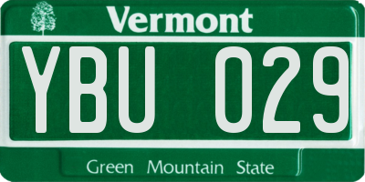 VT license plate YBU029