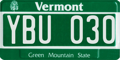 VT license plate YBU030