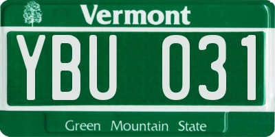 VT license plate YBU031