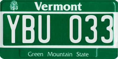 VT license plate YBU033