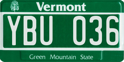 VT license plate YBU036