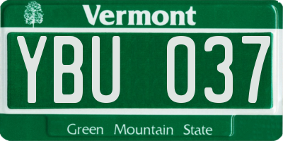 VT license plate YBU037