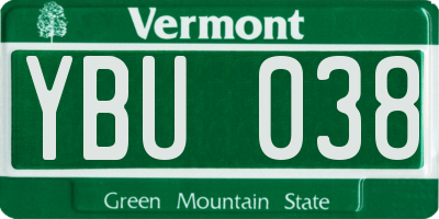 VT license plate YBU038