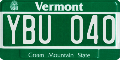 VT license plate YBU040