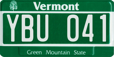 VT license plate YBU041