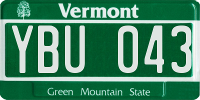 VT license plate YBU043