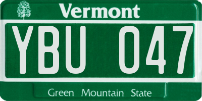 VT license plate YBU047