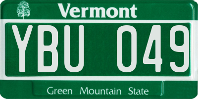 VT license plate YBU049