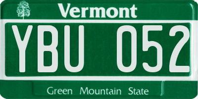 VT license plate YBU052