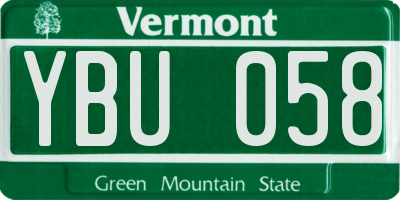 VT license plate YBU058