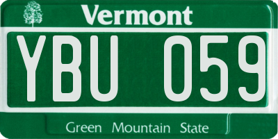 VT license plate YBU059