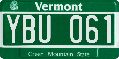 VT license plate YBU061