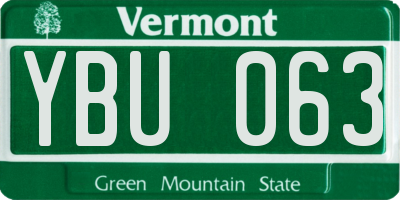 VT license plate YBU063