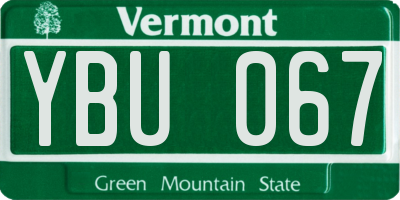 VT license plate YBU067
