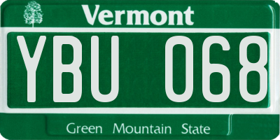 VT license plate YBU068