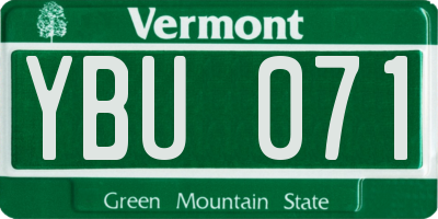 VT license plate YBU071