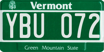VT license plate YBU072