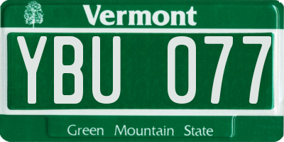 VT license plate YBU077