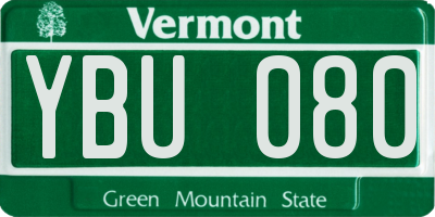 VT license plate YBU080