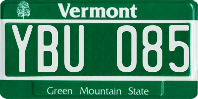 VT license plate YBU085